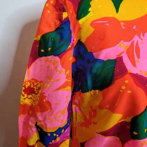 Neon Mod Mini Dress Handmade Bright Floral Long Sleeves Size Small Med Vintage - Picture 3 of 9